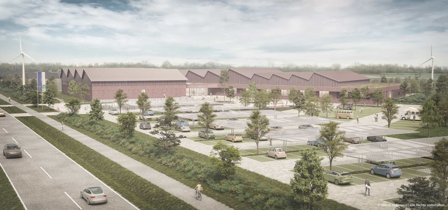 Neubau Hallenbad und Sportzentrum in Husum | AHM Arnke Häntsch Mattmüller Architekten | 2024 Wettbewerbsvisualisierung | 1. Preis&nbsp;