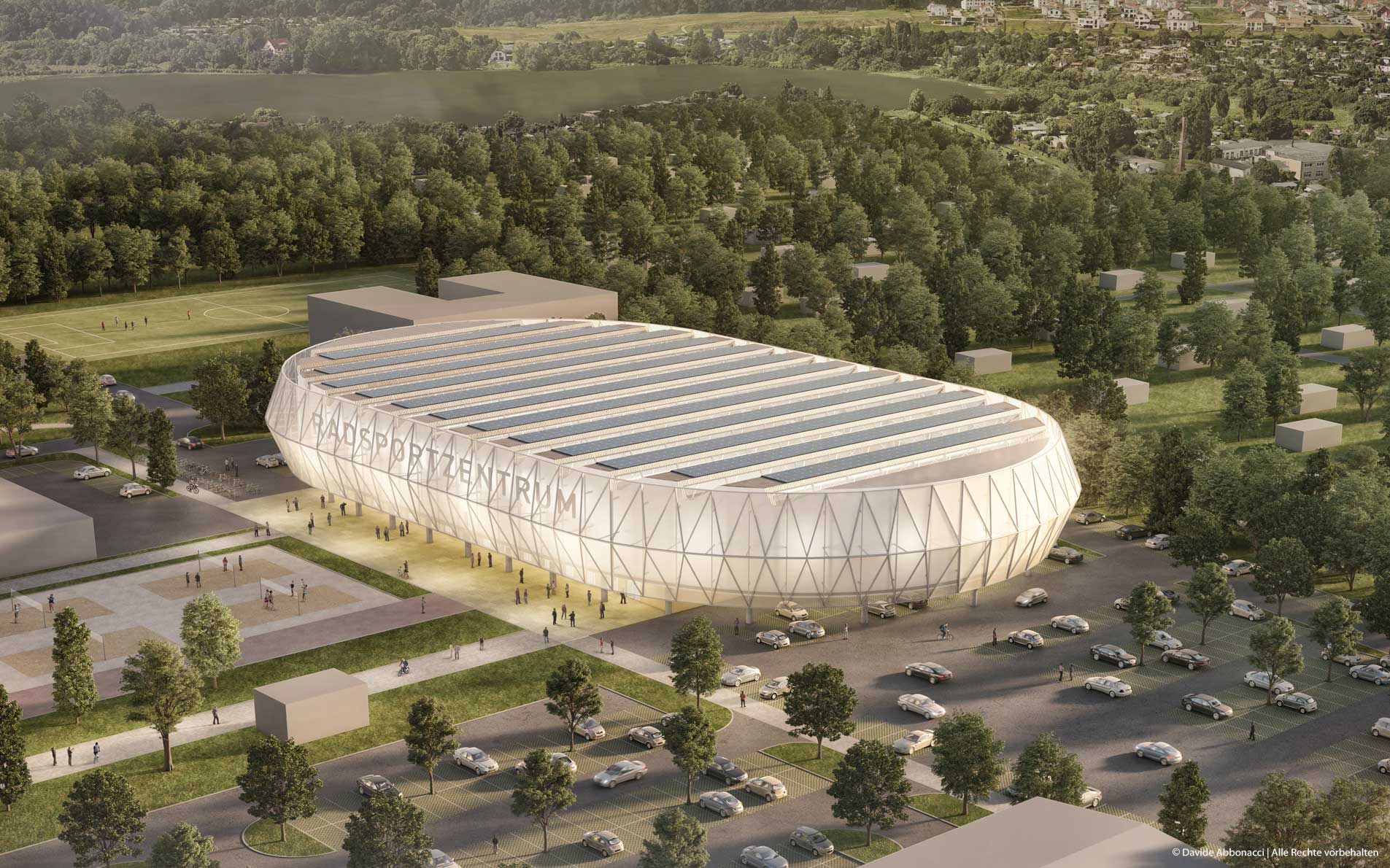 Radsportzentrum Mecklenburg-Vorpommern, Schwerin | GBP Architekten mit Baumschlager Eberle Architekten | 2022 Projektvisualisierung&nbsp;