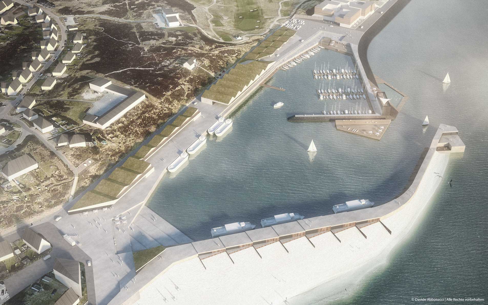 Hörnumer Hafen, Sylt | gmp Architekten von Gerkan, Marg und Partner mit Patrik Dierks Architekten | 2017 Wettbewerbsvisualisierung | 1. Preis&nbsp;