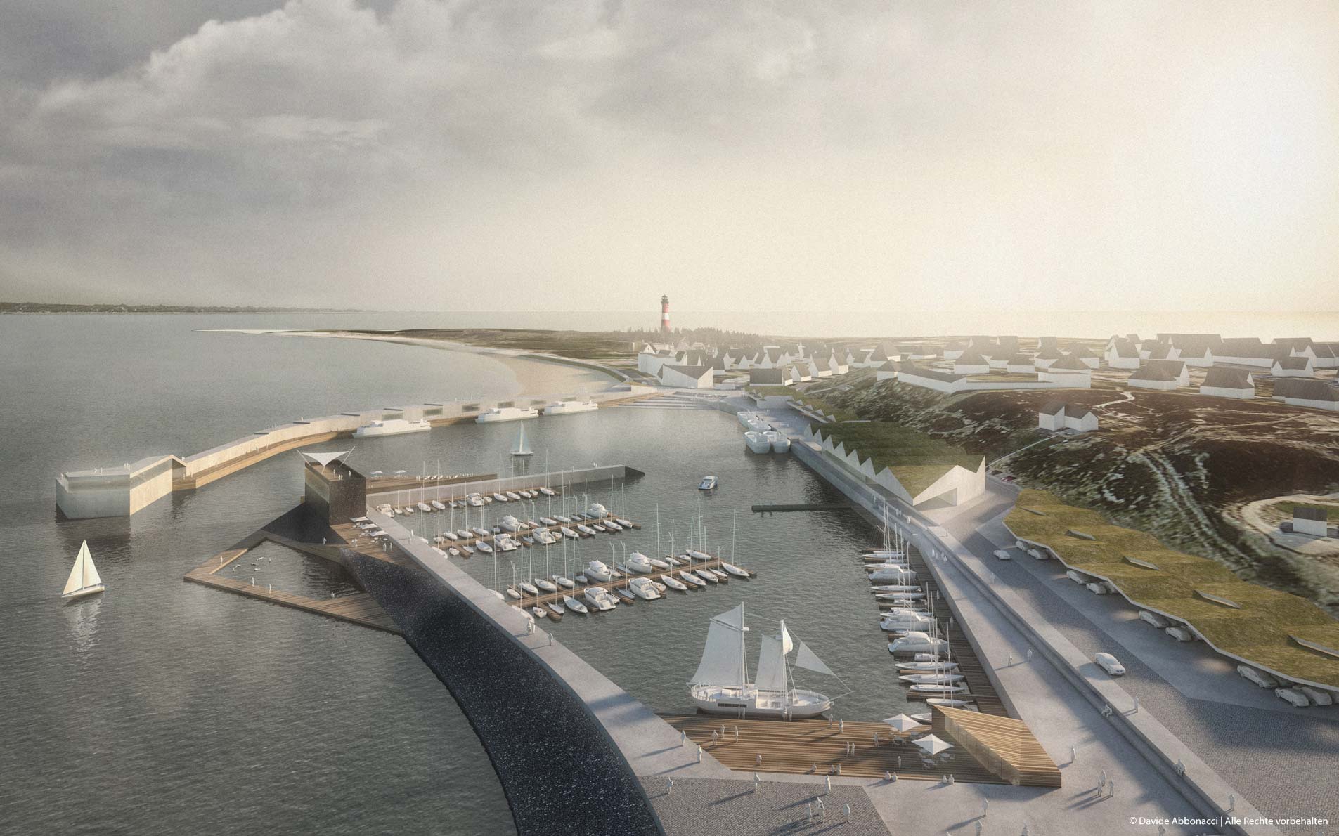 Hörnumer Hafen, Sylt | gmp Architekten von Gerkan, Marg und Partner mit Patrik Dierks Architekten | 2017 Wettbewerbsvisualisierung | 1. Preis&nbsp;
