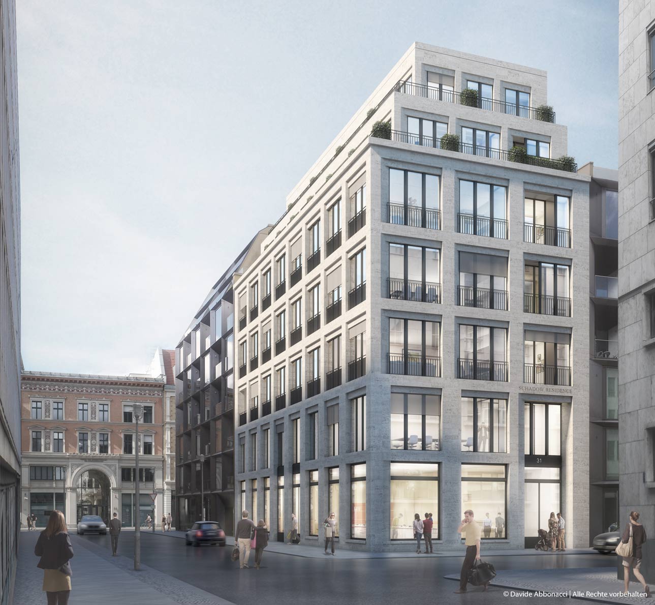 Wohn- und Geschäftshaus, Schadowstraße, Berlin | Wiegand Hoffmann Architekten | 2017 Wettbewerbsvisualisierung &nbsp;