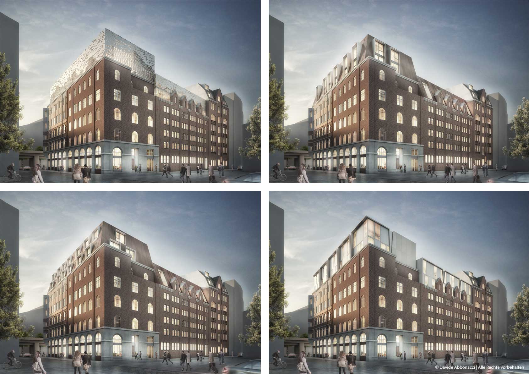 Rödingsmarkt Hamburg - Workspace und Boutique Hotel | GBP Architekten | 2017 Visualisierung Dachstudie&nbsp;