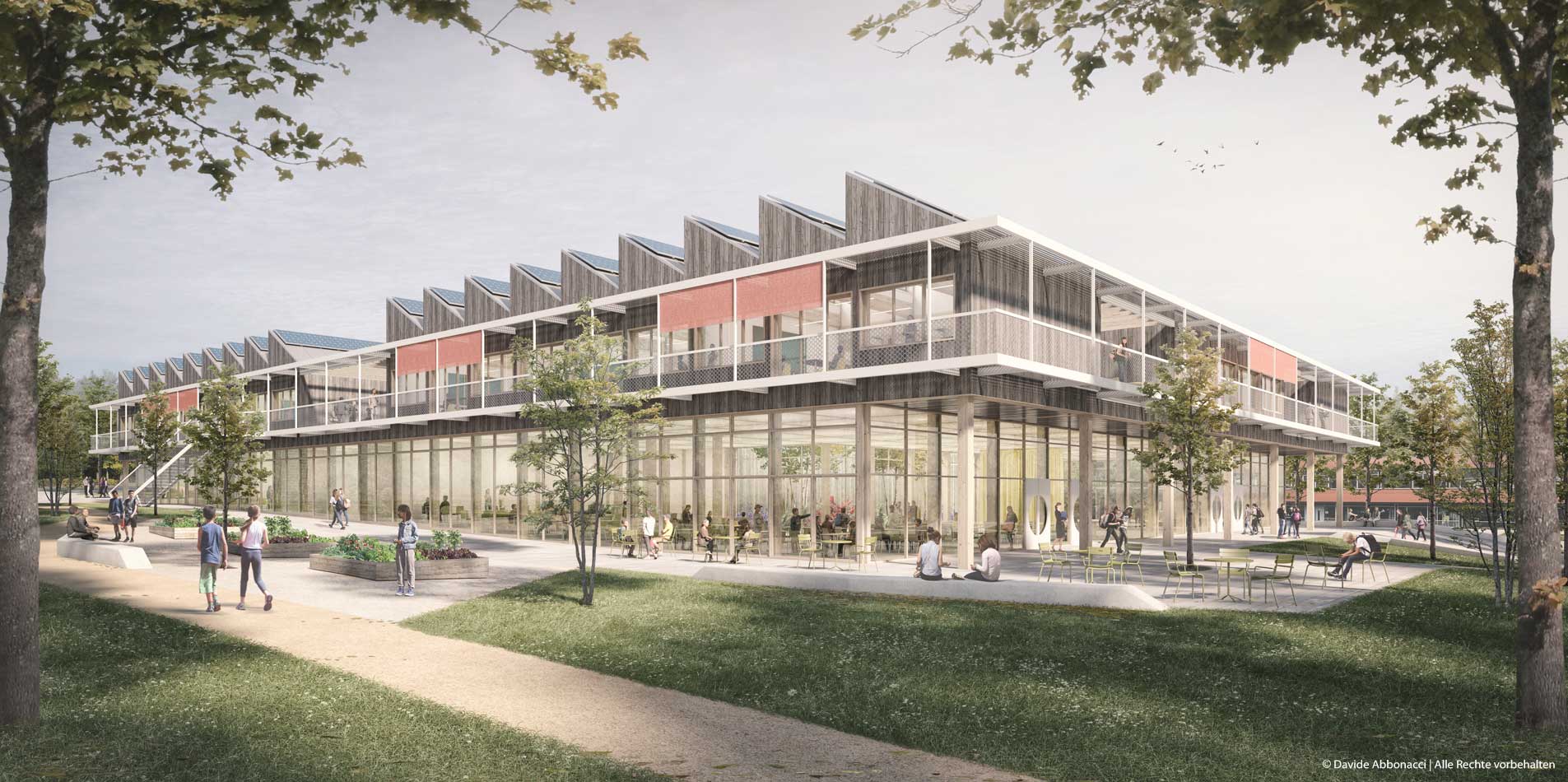 Neubau und Neuordnung Luisenschule. Bielefeld | Numrich Albrecht Klumpp Architekten | 2023 Wettbewerbsvisualisierung | 2. Preis&nbsp;