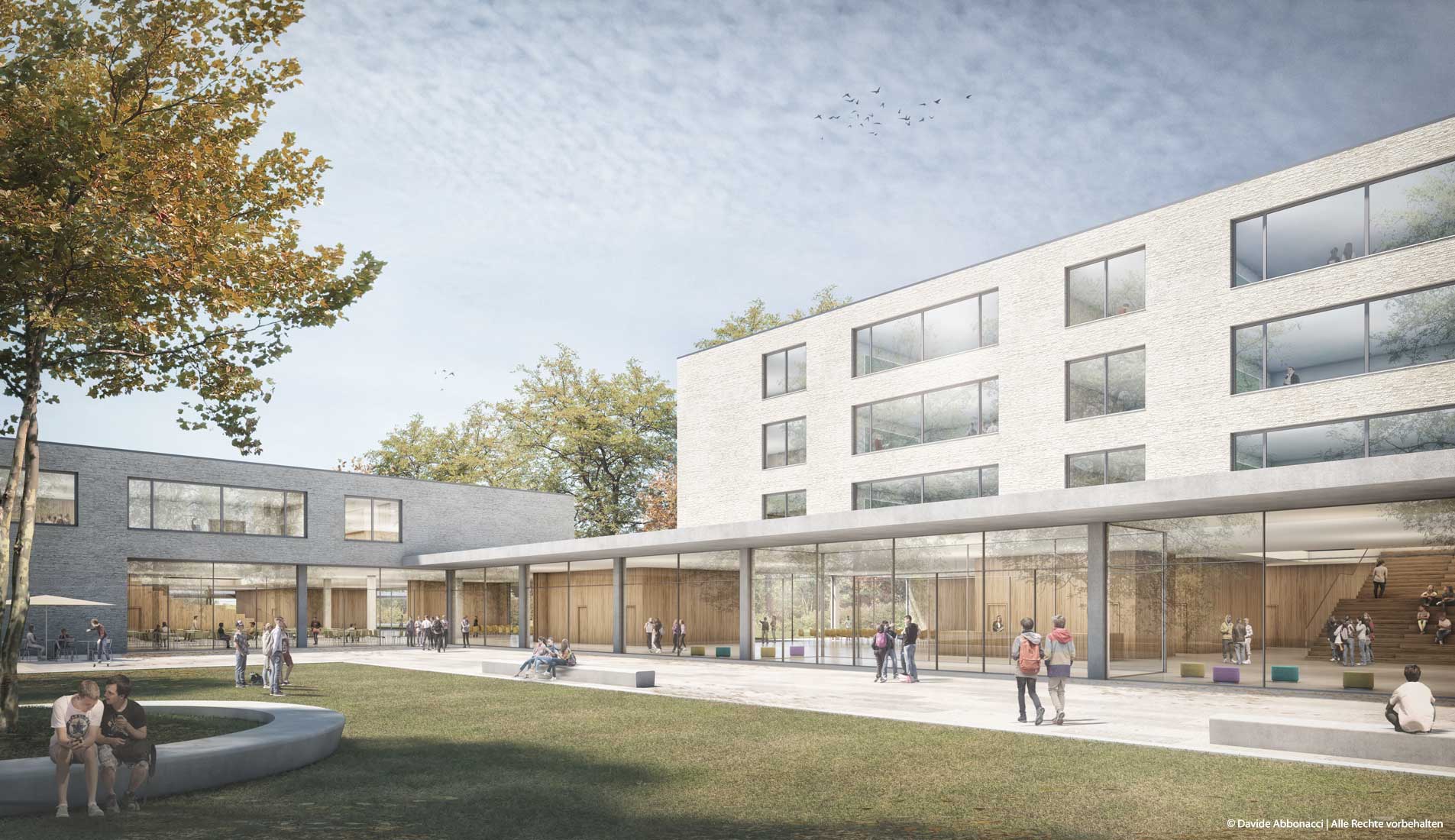 Schulcampus Greifswalder Straße, Erfurt | Numrich Albrecht Klumpp Architekten | 2021 Wettbewerbsvisualisierung | 2. Preis&nbsp;