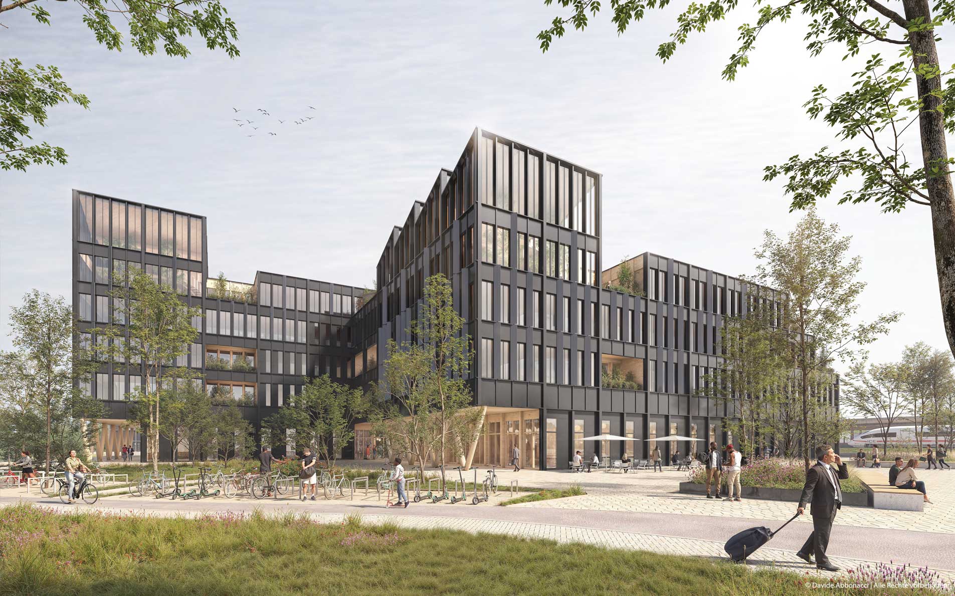 Kesselborn Campus, Rostock - Office-Deck | NAK Architekten für NEXT Generation Invest | 2025 Projektvisualisierung, Kooperation mit mojoimages&nbsp;