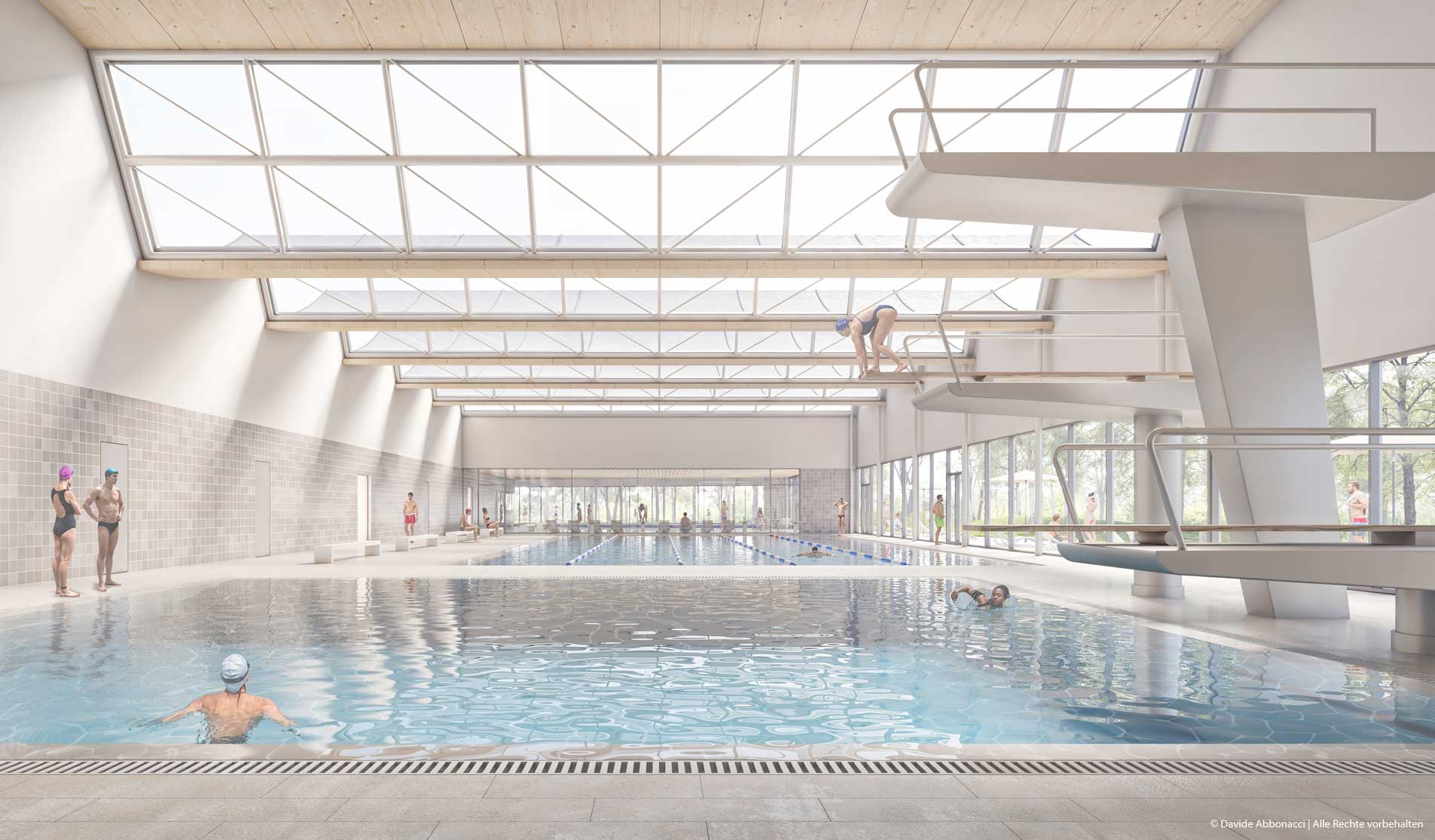 Hallenbad Stuttgart-Sonnenberg | AHM Arnke Häntsch Mattmüller Architekten | 2025 Wettbewerbsvisualisierung  