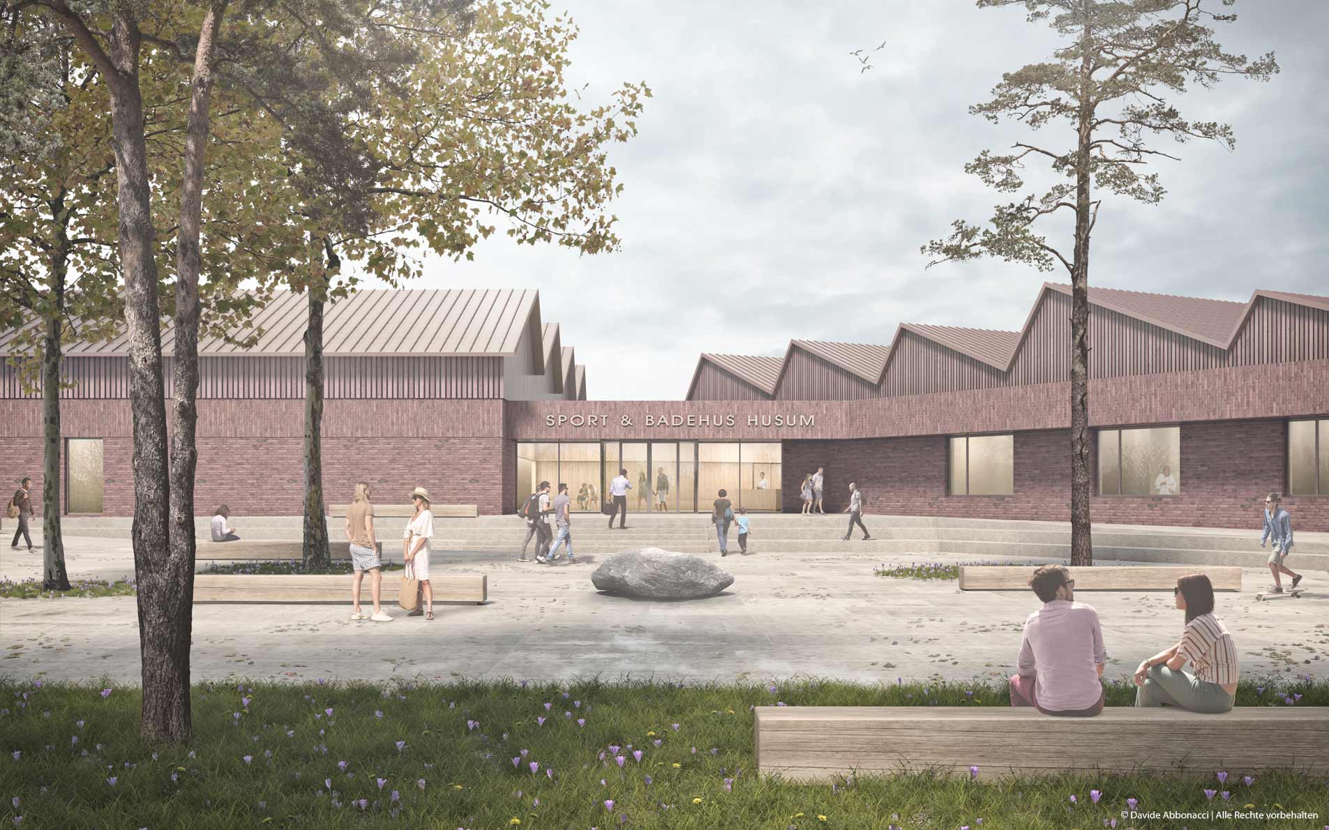 Neubau Hallenbad und Sportzentrum in Husum | AHM Arnke Häntsch Mattmüller Architekten | 2024 Wettbewerbsvisualisierung | 1. Preis  